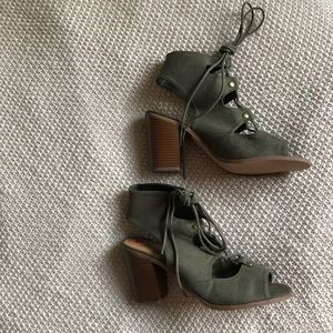 Green lace up heels